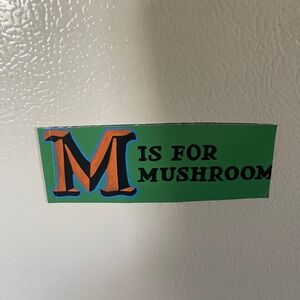 M is for mushroom paper magnet handmade